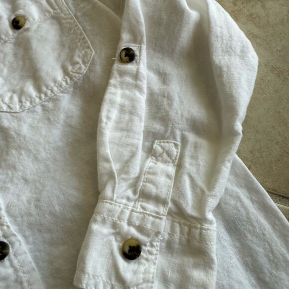 5/$35  Crazy 8 Boys Viking Crew White Linen Blend Shirt‎ Roll Tab Sleeves 5T - Picture 6 of 8